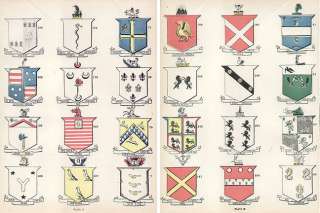   Surnames IRELAND Coats of Arms 100+ year old Antique print  
