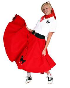 pc Adult 50s POODLE SKIRT Outfit Costume   Red  