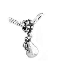Silver One Sided Fruit of the Spirit Pear Dangle Bead