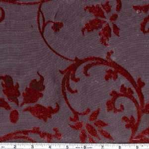  54 Wide Velvet Burnout Sheer Burgundy Fabric By The Yard 