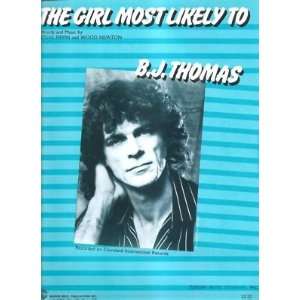    Sheet Music The Girl Most Likely To BJ Thomas 194 