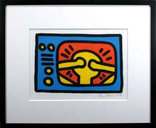 1987 KEITH HARING RARE ORIGINAL UNTITLED TV SIGNED & NUMBERED 