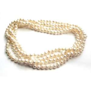  60 Strand Freshwater Cultured White Pearl Necklace 