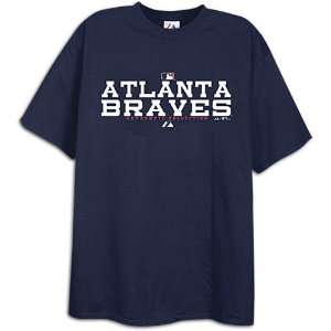 Braves Majestic Mens Authentic MLB Stack Tee  Sports 