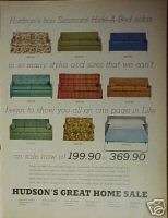 1968 Hudsons Simmons Hide A Bed Sofas Furniture Art Ad  