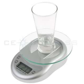 Digital Food Kitchen Glass Scale 5kg/11lbs +Clock Timer  