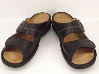   black leather Finn Comfort 38 7 7.5 M slide sandal walking  