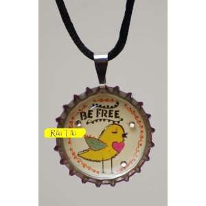    Natural Life Be Free Chick Bottlecap Necklace 