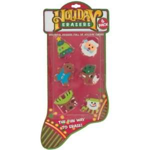  Holiday Erasers 6 Pack Case Pack 72