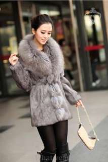 Womens Warm Rabbit Winter Fur Coat Jacket Coffee C30  