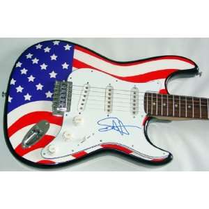  Van Halen Sammy Hagar Signed USA Flag Guitar & Proof 