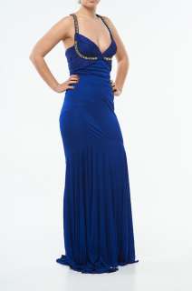 New $4915 Roberto Cavalli Dress Blue Crystal Straps S40  