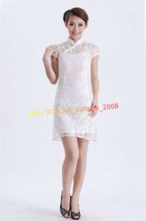Chinese Mini Cheongsam Evening Dress White Suit WMD 13  
