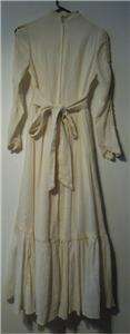 Gunne Sax Ivory White Cream Vintage Lace Crochet Wedding Dress Prarie 