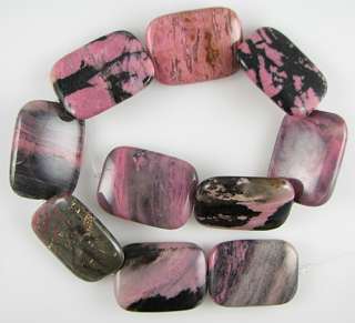 Rhodonite rectangle beads. This strand is 16 long, about 40x30x7mm 