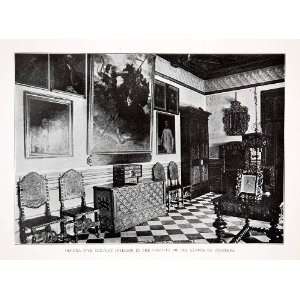  1925 Print Interior Castillo Condes Pereleda Gerona Spain 