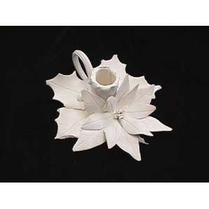   bisque unpainted handmade clay poinsettia candleholder approx.7x3