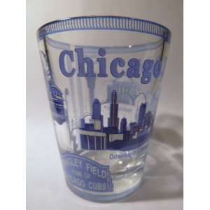  Chicago Illinois Blue Landmarks Shot Glass Kitchen 