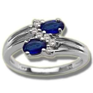  .11 ct Twin 5X3 Ladies Sapphire White Ring Jewelry