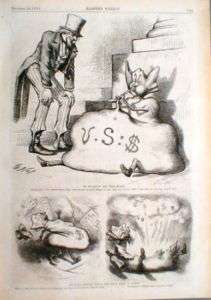 1873 Uncle Sam Inflation Ready Burst Stupid Money Bag  