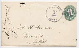 Flora Dale PA 1888 Colored Fancy Encircled Star Stamped Cover  