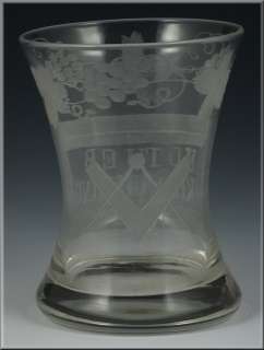 Nice 18th Century Masonic Engraved Blown Firing Glass  