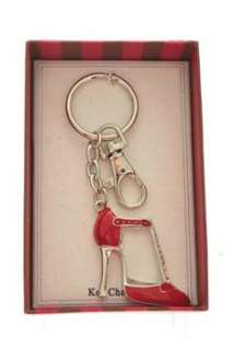 Designer NEW Embellished Shoe Red Keychain Rhinestone Round Jewelry 
