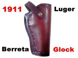 LEATHER PISTOL HOLSTER 1911 Glock Berreta Luger  