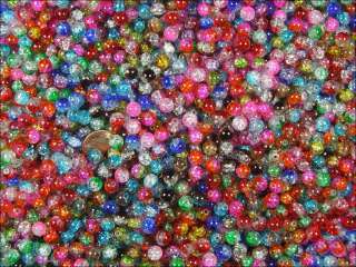 POUND LOT 8MM ROUND CRACKLE LAMPWORK GLASS BEADS  