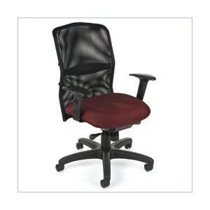 Burgundy wth Arms OFM AirFlo Computer Office Chair Mesh Back with Arm 