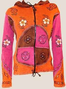 Yoga Flower Power Patchwork Hippie Boho Hoodie Top Jacket Fair Trade 
