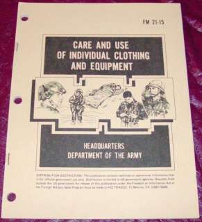 ARMY CARE & USE OF INDIVIDUAL CLOTHING & EQUIPMENT 1977  