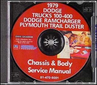 1979 Dodge Pickup Shop Manual CD Red Express Warlock  