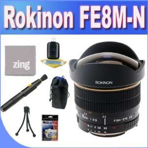  Rokinon FE8M N 8mm F3.5 Fisheye Lens for Nikon + Lens 