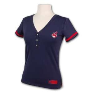   Indians Womens Snap Front Fashion Jersey Top
