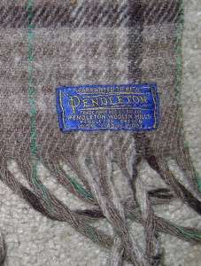   100% Wool Tartan Brown & Green Plaid Throw Blanket 52x 70  