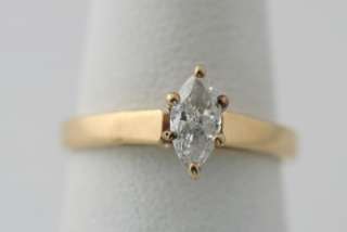 14K Yellow Gold 1/2 carat Marquise Diamond Solitaire .50 ct Engagement 