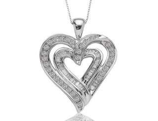 20 ct Natural Custom Diamond Heart Pendant 10k White Gold  