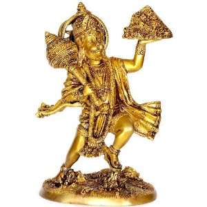  Mighty Hanuman Holding The Sanjeevani Mountain   Brass 