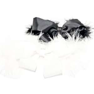  Set of 2 Girls Feather Hair Barrettes Black / White 