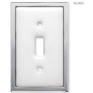  Single Switch Wall Plate   White Ceramic W/ Chrome LQ 