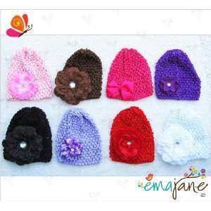 of Super Soft Crochet Baby Beanie Waffle Hats with Ema Jane Baby Hair 
