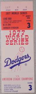 1977 New York Yankees Dodgers World Series Ticket GM3  