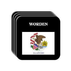 US State Flag   WORDEN, Illinois (IL) Set of 4 Mini Mousepad Coasters