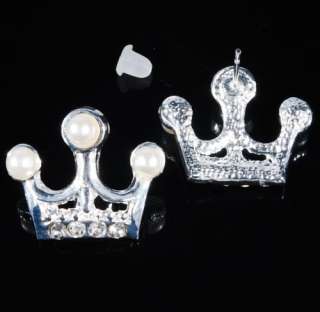1set crown pendant 2row imitate pearl necklace earrings  