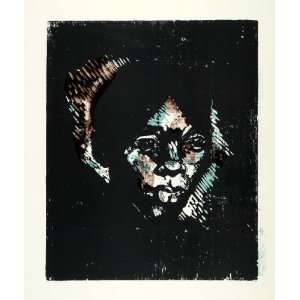 1967 Woodcut Black Diamond Portrait African American Artist Geraldine 