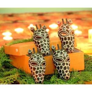 Wood ornaments, Giraffes (set of 4)
