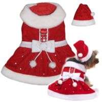 Dog Clothes Santas Little Helper Dress w/ Hat sz. XXS  
