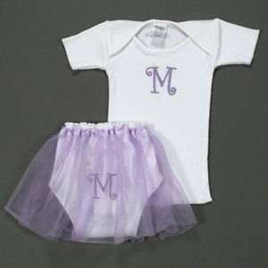  Lilac Initial Tee and Tutu Bloomer Set LetterI Baby