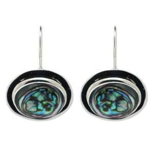  Sterling Silver Abalone Inlay Oval Drop Earrings Jewelry